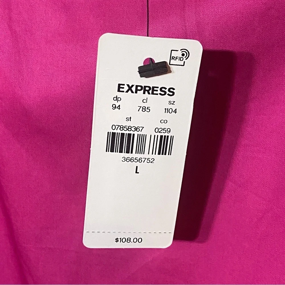 Express Size L Bright Fuchsia Elegant Pink Puff Sleeve Maxi Dress - Picture 7 of 7